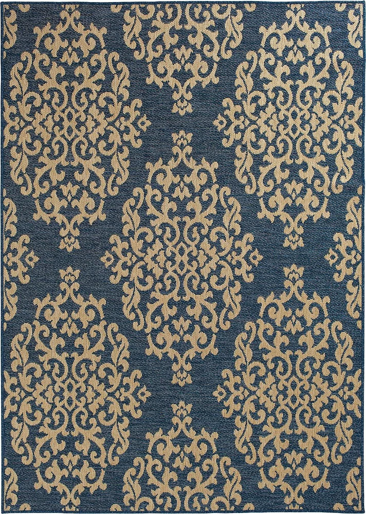 Smithleighs Cobalt Blue and Cream Woven Area Rug