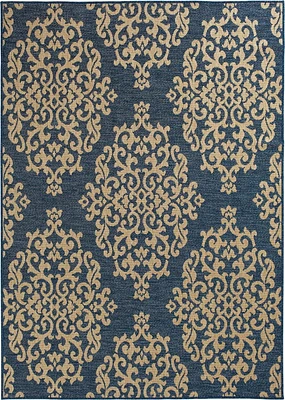 Smithleighs Cobalt Blue and Cream Woven Area Rug