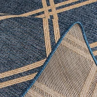 Smithleighs Cobalt Blue and Tan Woven Area Rug