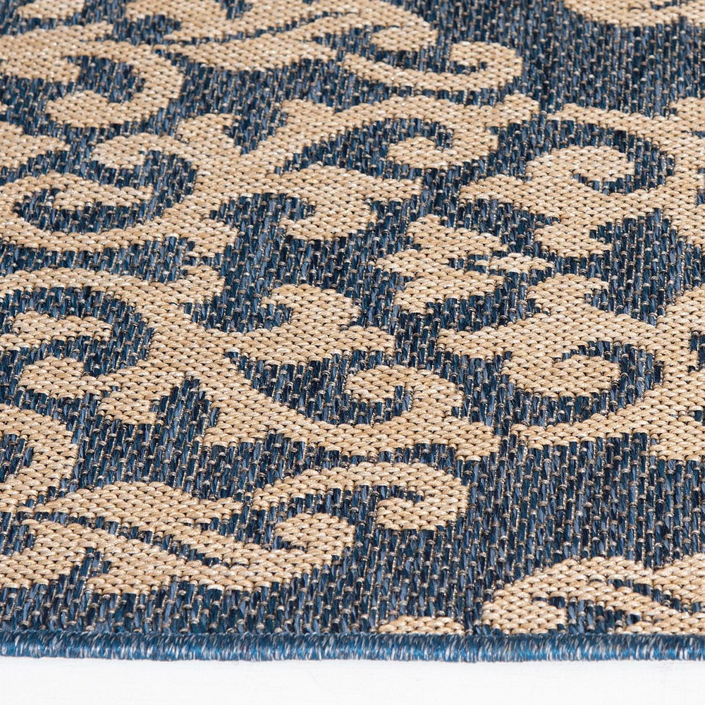 Smithleighs Cobalt Blue and Cream Woven Area Rug