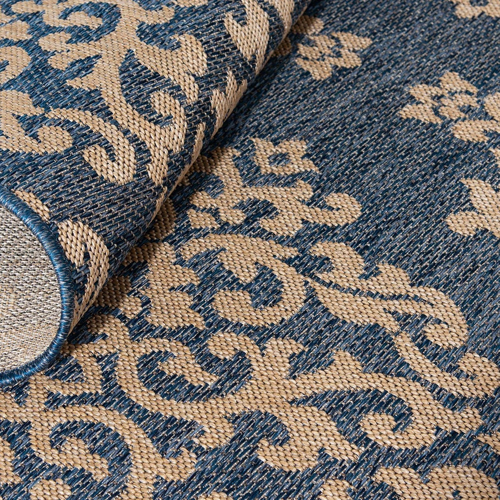 Smithleighs Cobalt Blue and Cream Woven Area Rug