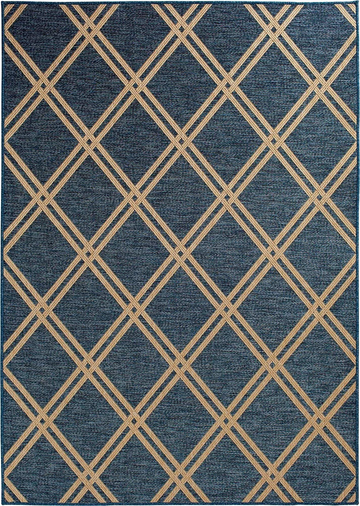 Smithleighs Cobalt Blue and Tan Woven Area Rug