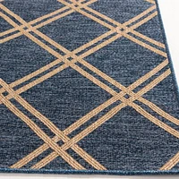 Smithleighs Cobalt Blue and Tan Woven Area Rug