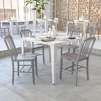 Commercial Grade 2 Pack Silver Metal Indoor-Outdoor Chair