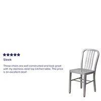 Commercial Grade 2 Pack Silver Metal Indoor-Outdoor Chair