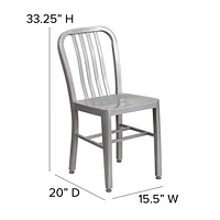 Commercial Grade 2 Pack Silver Metal Indoor-Outdoor Chair