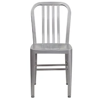 Commercial Grade 2 Pack Silver Metal Indoor-Outdoor Chair