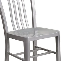 Commercial Grade 2 Pack Silver Metal Indoor-Outdoor Chair