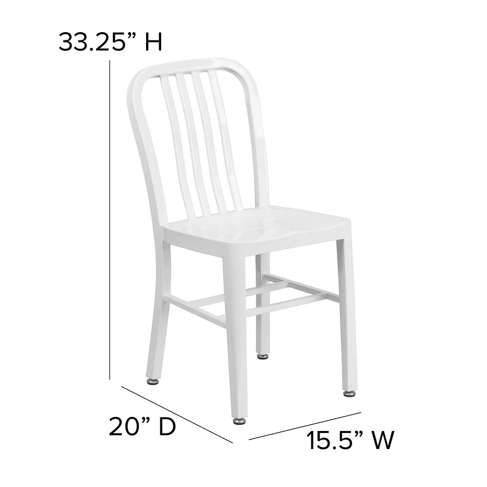 Chaise pour l'intérieur / l'extérieur en métal blanc de qualité commerciale, lot de 2