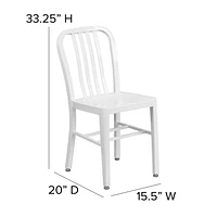 Commercial Grade 2 Pack White Metal Indoor-Outdoor Chair