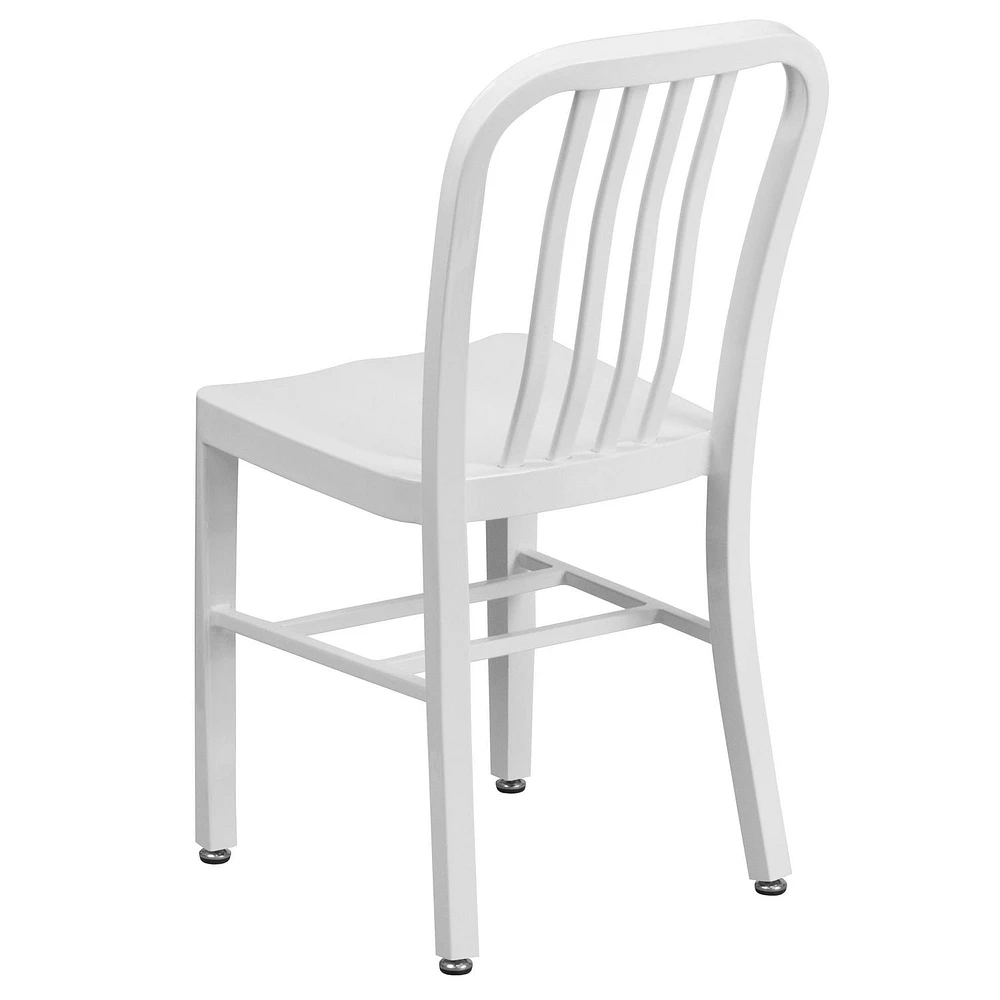 Chaise pour l'intérieur / l'extérieur en métal blanc de qualité commerciale, lot de 2