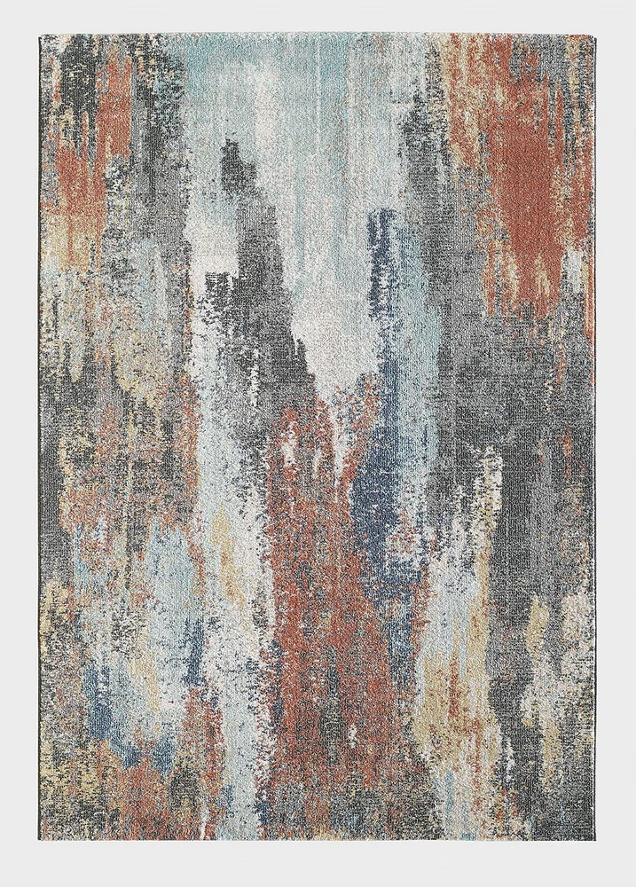 Cranfield Deep Red and Pale Blue Woven Area Rug