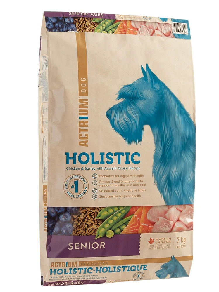 La recette de nourriture pour chiens âgés poulet et orge avec céréales anciennes ACTR1UM Holistique