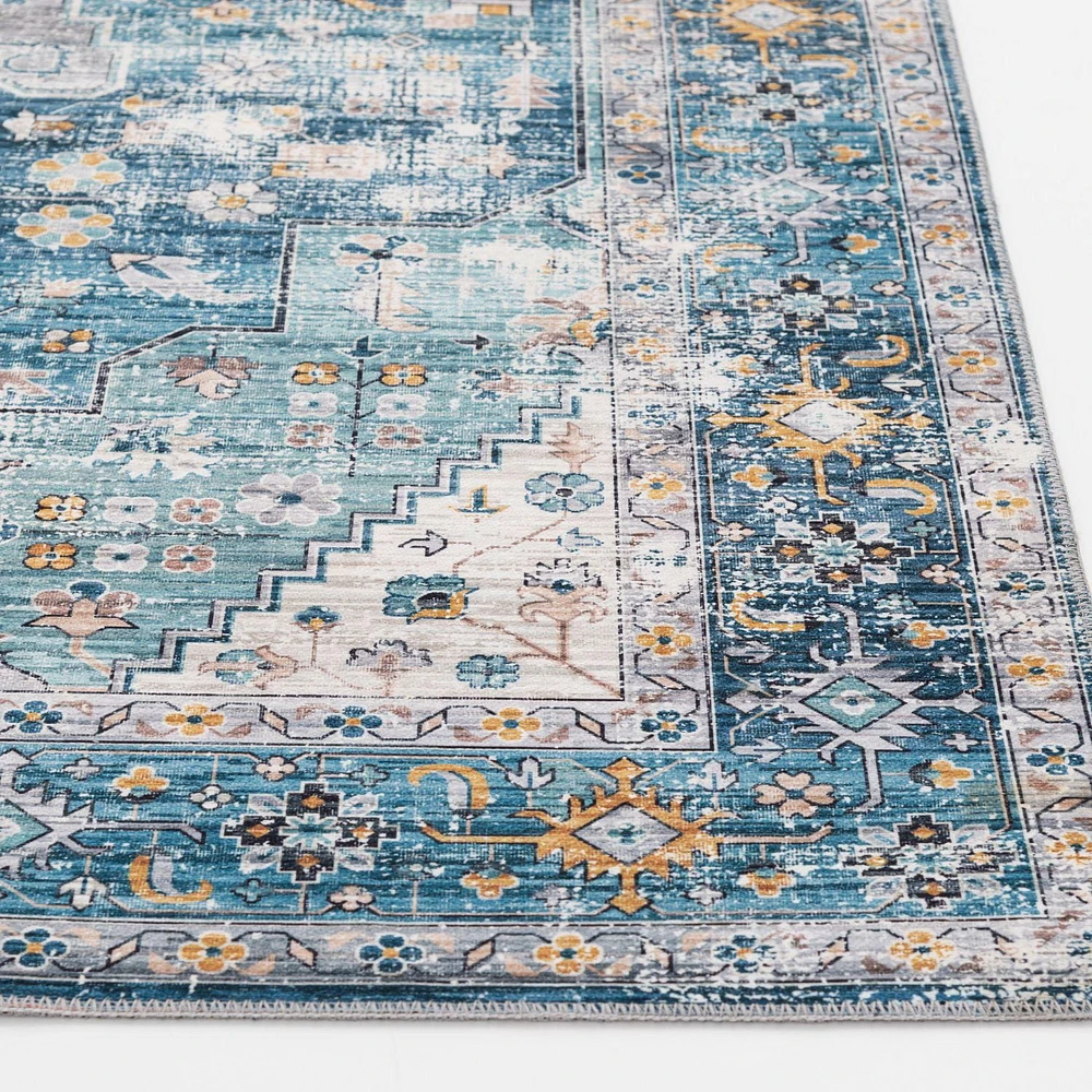 Tommin Blue and Cream Woven Area Rug