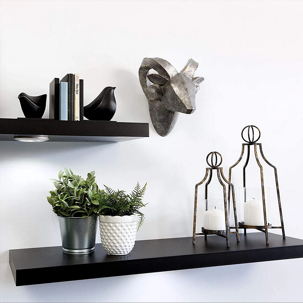 kieragrace Stockholm Aberg Floating Shelf w/ LED Light – Black, 36-Inch, Matte Finish