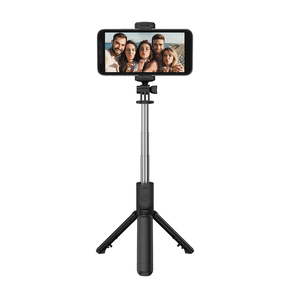 onn. Bluetooth Extendable Mini Selfie Stick Tripod, Extends to 26.8 in.