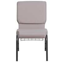 4 Pk. HERCULES Series 18.5''W Church Chair in Gray Dot Fabric with Book Rack - Silver Vein Frame