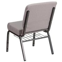 4 Pk. HERCULES Series 21''W Church Chair in Gray Dot Fabric with Book Rack - Silver Vein Frame