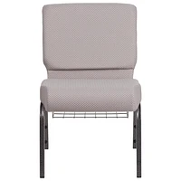 4 Pk. HERCULES Series 21''W Church Chair in Gray Dot Fabric with Book Rack - Silver Vein Frame