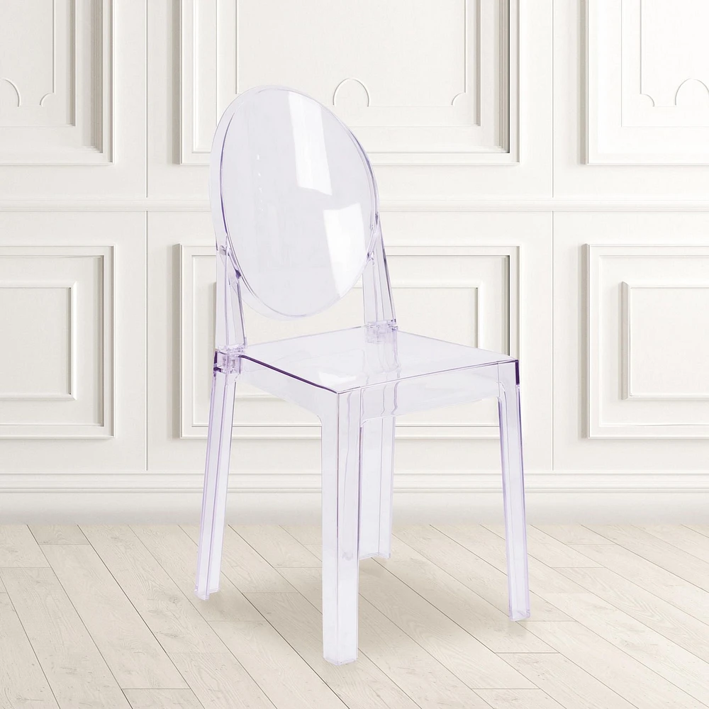 4 Pk. Ghost Chair with Oval Back in Transparent Crystal