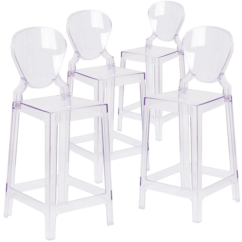 4 Pk. Ghost Counter Stool with Tear Back in Transparent Crystal