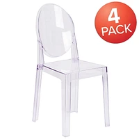 4 Pk. Ghost Chair with Oval Back in Transparent Crystal