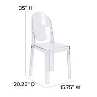 4 Pk. Ghost Chair with Oval Back in Transparent Crystal