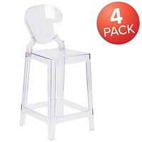 4 Pk. Ghost Counter Stool with Tear Back in Transparent Crystal