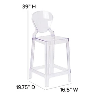 4 Pk. Ghost Counter Stool with Tear Back in Transparent Crystal