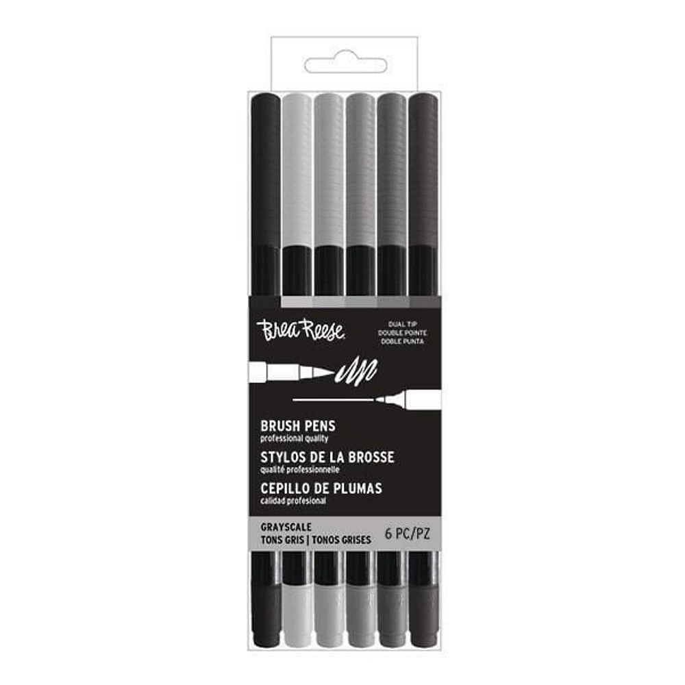 Momenta Inc Brea Reese Dual Tip Brush Pen - 6pc - Grayscale