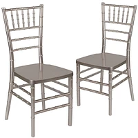 2 Pk. HERCULES PREMIUM Series Pewter Resin Stacking Chiavari Chair