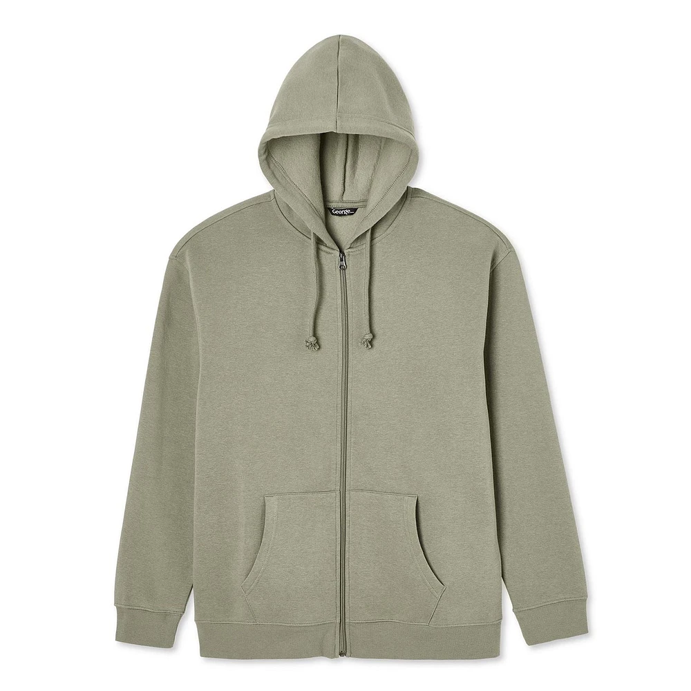 Haut à capuchon zippé sur la longueur George pour hommes Tailles P-2XL