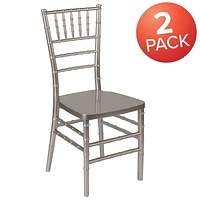 2 Pk. HERCULES PREMIUM Series Pewter Resin Stacking Chiavari Chair