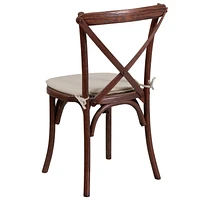 2 Pk. HERCULES Series Mahogany Cross Back Chair with Cushion