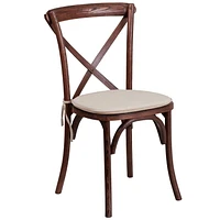 2 Pk. HERCULES Series Mahogany Cross Back Chair with Cushion