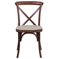 2 Pk. HERCULES Series Mahogany Cross Back Chair with Cushion