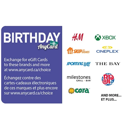 Any Card Birthday $50 eGift Card (Email Delivery)