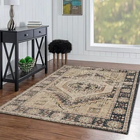 Great Zero Stiles Ivory & Navy 5' x 7'6" Area Rug