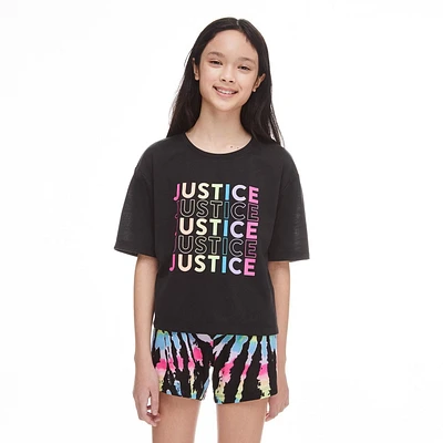 Ensemble 3 pièces avec short et masque Justice pour filles