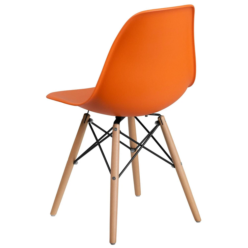 2 Pk. Elon Series Orange Plastic Chair with Wooden Legs