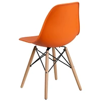 2 Pk. Elon Series Orange Plastic Chair with Wooden Legs