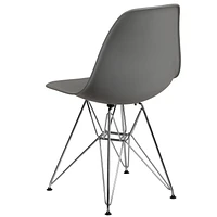 2 Pk. Elon Series Moss Gray Plastic Chair with Chrome Base