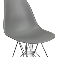 2 Pk. Elon Series Moss Gray Plastic Chair with Chrome Base