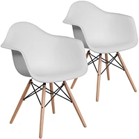 2 Pk. Alonza Series White Plastic Chair with Wooden Legs