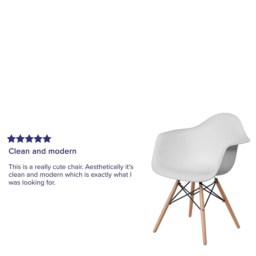 2 Pk. Alonza Series White Plastic Chair with Wooden Legs