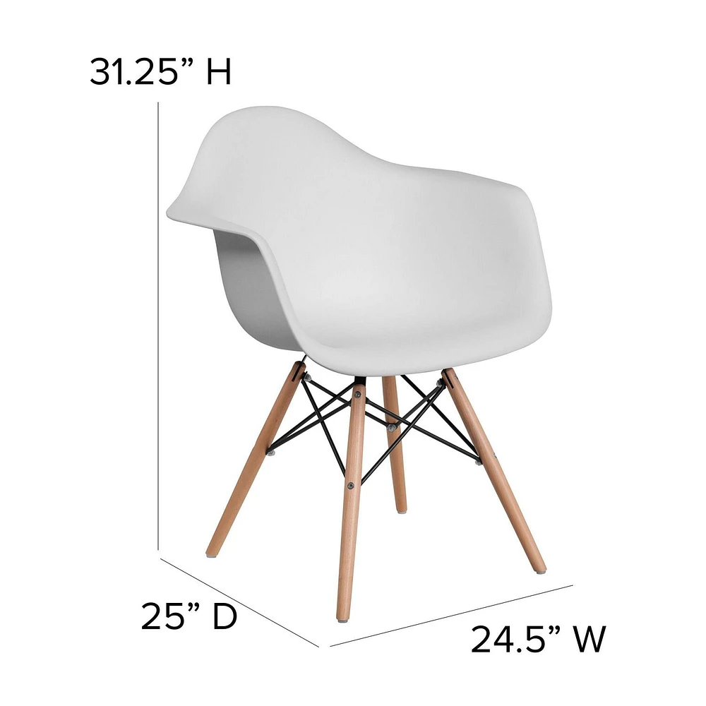 2 Pk. Alonza Series White Plastic Chair with Wooden Legs