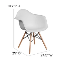 2 Pk. Alonza Series White Plastic Chair with Wooden Legs