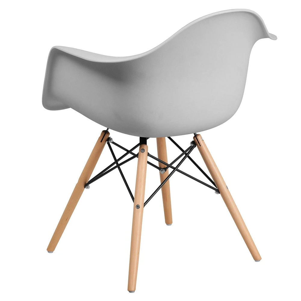 2 Pk. Alonza Series White Plastic Chair with Wooden Legs