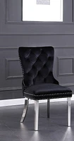 K-LIVING MYRA BLACK-COLORED TUFTED VELVET CHAIRS WITH STAINLESS STEEL LEGS & STURDY BACK HANDLE (2 CHAIRS)