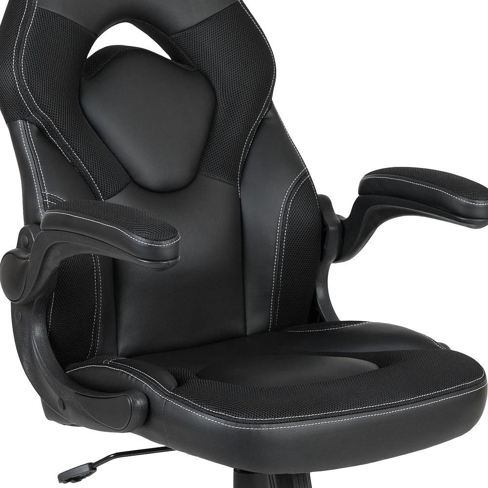 Black Gaming Desk and Chair Set with Cup Holder, Headphone Hook, and Monitor/Smartphone Stand